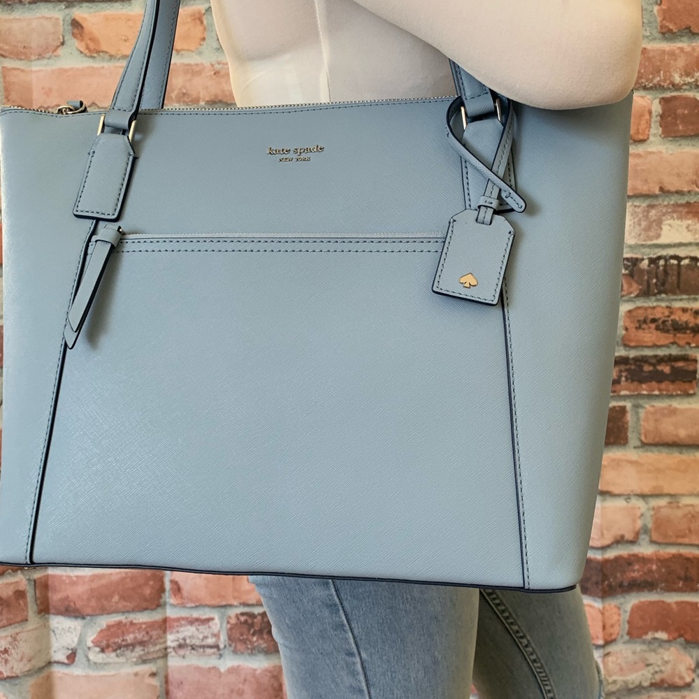 Kate spade LARGE Cameron pocket tote DAWN BLUE BAG - Picture 2 of 8